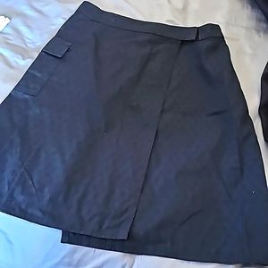 FENDI  Blue Navy Monogram pencil wrap skirt size 8 Eu 42